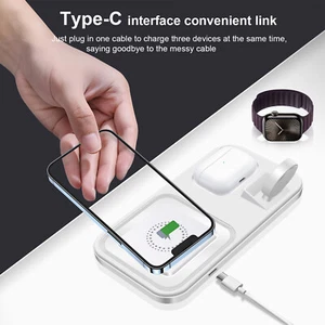 3in1 Fast Wireless Charger Dual Mat Pad For Apple Watch S10 iPhone 16 Pro Max 15 - Picture 1 of 12
