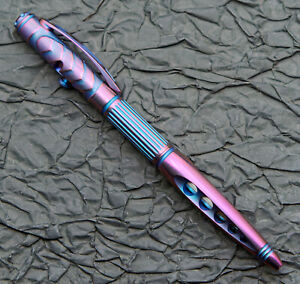 Rike Knife RK-TR03 Titanium Tactical Pen, Bolt Action, Blue-Purple