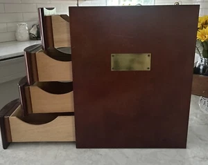 Cigar Humidor Book Box Cherry Wood 5 Drawers CLEAN UNUSED READ FAST SHIPPING - Picture 1 of 10