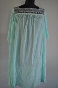 Vintage Sears Nightgown Flannel Size 38-40 Blue 3/4 Sleeve - Picture 1 of 8