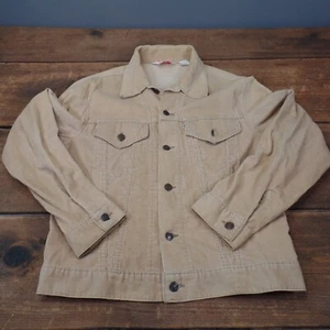 Vintage 70s Levis Corduroy Trucker Jacket Tan Cotton Blend Button Front Size 40 - Picture 1 of 12