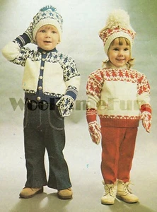 Cárdigan/saltador/sombrero con patrón de tejido para niños Navidad/esquí. - Imagen 1 de 3