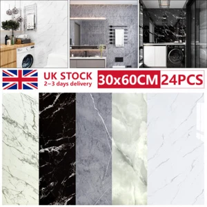 UK 12X Self-Adhesive Grey Marble PVC Cladding Wall Panels for Bathroom Kitchen!! - Picture 1 of 22