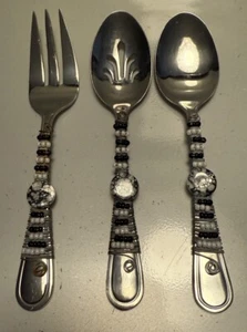 Cucharas y tenedor decorativos hechos a mano con cuentas - Imagen 1 de 4