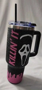 Ghost face Killin' It Travel Tumbler with Straw Pink Drip 40oz New - Picture 1 of 16