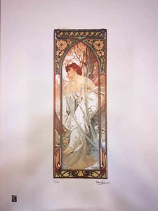 Alphonse Mucha off set lithograph cm 50x70 with certificate - signature on plate - Picture 1 of 6