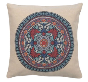 Lotus Mandala Jacquard gewebt Gobelin Kissen Kissenbezüge (neu) 16x16 Zoll - Bild 1 von 4