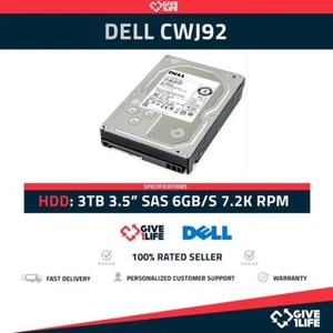 DELL HUS723030ALS640 3TB HDD 3.5" SAS-2 6GB/S 7.200 RPM 64MB CACHÉ - CWJ92 - Photo 1/6