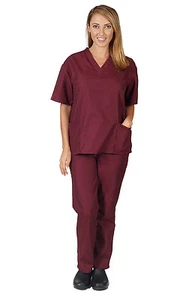 Medical Nursing Scrub Set NATURAL UNIFORMS Men Women Unisex Top Pants Hospital - Picture 1 of 61
