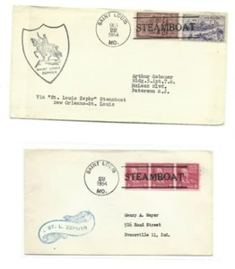 (2)20th Century Fancy Cancel St Louis, Mo Steamboat Mail aboard the Zephr boat - Picture 1 of 1