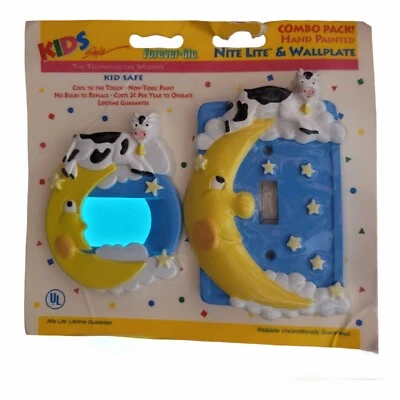 Nite Lite y placa de interruptor NURSERY vaca salta sobre la luna ESTILO NIÑOS 1997 de colección Foto 1 de 4