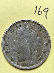 1912 LIBERTY "V" NICKEL, nice condition, full Liberty, #169 - Picture 1 of 2