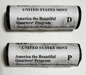 2018 P and D AMERICA THE BEAUTIFUL PICTURED ROCKS QTRS - 2-$10 US MINT ROLLS - Picture 1 of 2