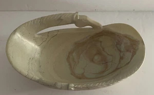 Dekorative Schale aus natürlichem beigefarbenem Marmor. Japanischer Stil mit Drachenakzent. 9" Länge - Bild 1 von 9