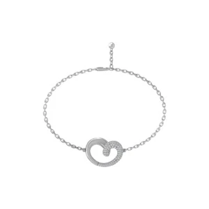 14k White Gold Diamond Heart Link Bracelet Gift for Women 7" 0.33ct Clarity I2I3 - Picture 1 of 5
