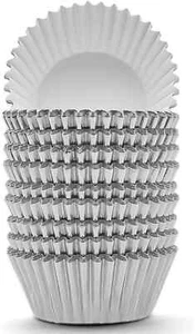 200 Pcs Silver Foil Cupcake Liners Standard Baking Cups Muffin Paper Cases - Picture 1 of 2