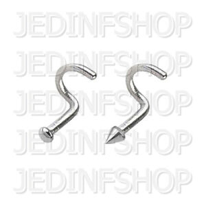 Nose Stud Screw Curved | 1.0mm (18g) - 8mm | Stainless Steel - 2mm Dome Spike