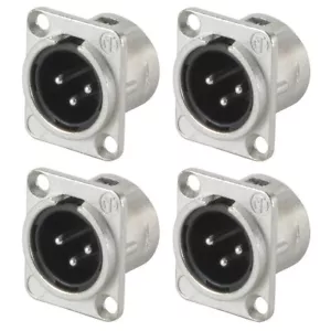 (4 Pack) Neutrik NC3MDL-1 Male XLR Panel Mount Chassis Jacks, Nickel/Silver - Picture 1 of 3