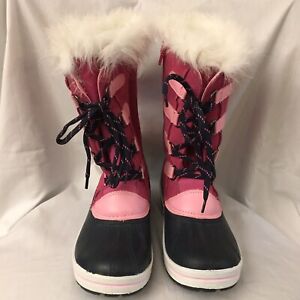 Ozark Trail Women's Pink Black Tall Leather/Suede Winter Boots Sz 6 inch NWT