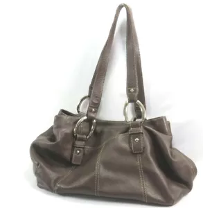Tignanello Medium Brown Leather Shoulder Urban Casual Handbag MultiPocket Lined - Picture 1 of 11