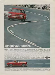 1962 Chevrolet Corvair Monza Corvette Convertible Real Road Car VINTAGE PRINT AD - Picture 1 of 2