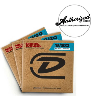 3 Pack | Dunlop DJN0920 5 String Nickel Loop End Tenor Banjo Strings (9-20)  - Image 1 of 4