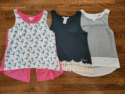 Girls 10-12 TUCKER + TATE, GUESS, DKNY Swingy Summer Tops Gray Cream Pink Multi - Image 1 of 4