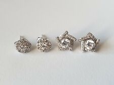 2 x Pairs Of 925 Silver Diamonique Cubic Zirconia Earrings Studs 