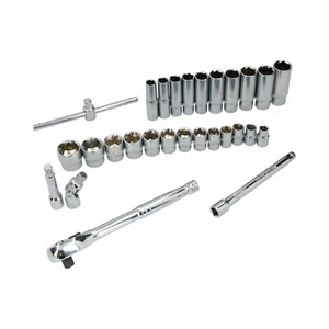 28 Stck. 3/8 Zoll Antrieb metrisch mm flach + tief Steckschlüssel und Zubehör Set 8 - 24 mm - Bild 1 von 3