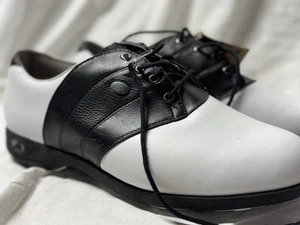 Adidas Traxion schwarz weiß Sattelleder Tortion Golfschuhe Herren Größe 11,5 - Bild 1 von 11