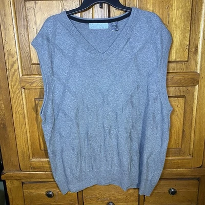Chaleco tejido gris XXL Oscar De La Renta para hombre Foto 1 de 4