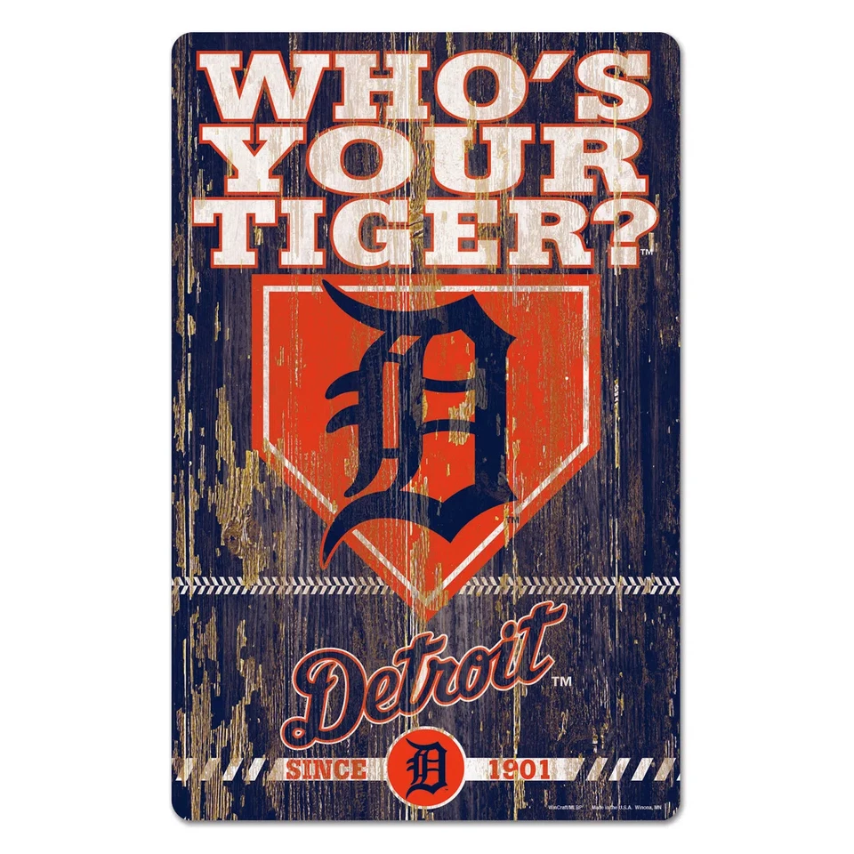 Detroit Tigers Sign 11x17 Wood Slogan Design - Image 1 of 1