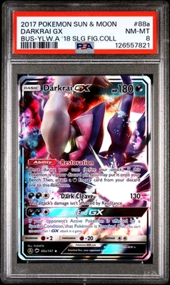PSA 8 2017 POKEMON SUN & MOON BURNING SHADOWS 88a DARKRAI GX YELLOW A Shining FG - Image 1 of 2