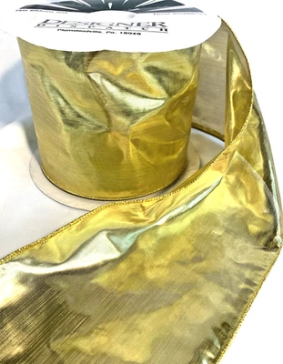 Cinta de alambre cojo dorado envío diseñador 5" AMPLIO ideal para un arco de coche! ¡¡20 yardas!!! Foto 1 de 3