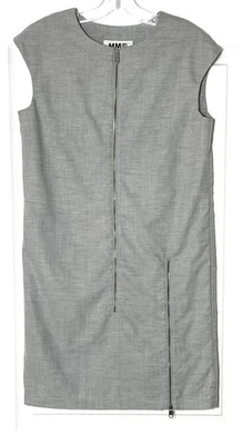 MM6 Maison Martin Margiela Heather Gray Exposed Zipper Slit Shift Dress 40 = 4US - Image 1 of 4