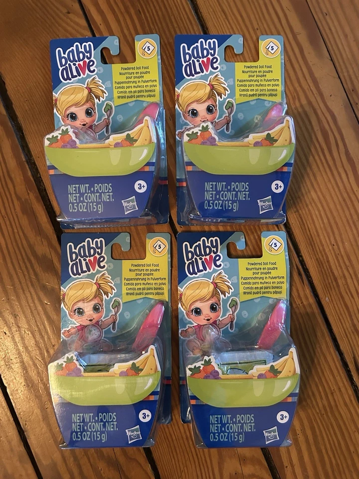 2 Baby Alive Powdered Doll Food Refills Each Has 5 Packets Plus Spoon 10 Total