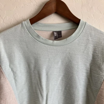 Asos Top Womens L Beige Green Oversized Short Sleeve Textured Knit FLAW - Image 1 of 4