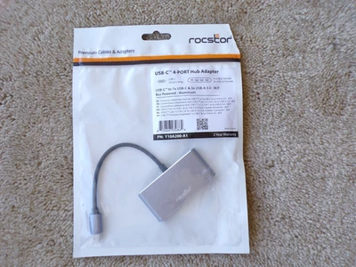 Rocstor Premium Portable 4 Port Hub USB-C to 3x USB 3.0 and 1 USB-C; @c9 - Image 1 of 4