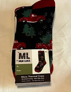 Calcetines térmicos MUK LUKS Crew para hombre talla 9-12 árbol de Navidad y camión rojo - Imagen 1 de 5