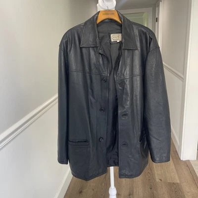 Vtg Vera Pelle Black Leather Motorcycle  Bomber Jacket Mens Size 50 M-L Classic - Image 1 of 4