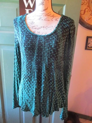 Blusa de malha nova com etiquetas Tianello por Steve Barraza verde-azulada e preta manga comprida tamanho. L - Imagem 1 de 4