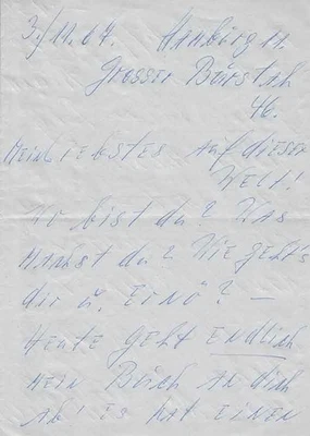 Hamburg 1967 Autograf Brief  Schauspieler Hubert  v . Meyrinck  Edith Schollwer - Bild 1 von 4