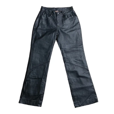 Pantalones Harley Davidson para mujer talla 30/2 cuero negro moto forrados rectos” Foto 1 de 4