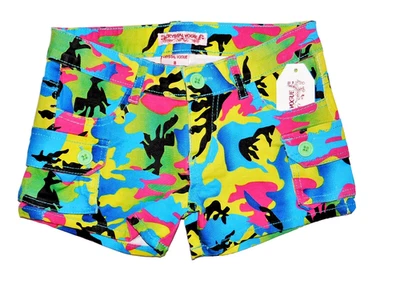 NUEVO CON ETIQUETAS NIÑAS talla 8 AUDAZ MULTICOLOR CAMUFLAJE CARGO BOLSILLO SHORTS Foto 1 de 3