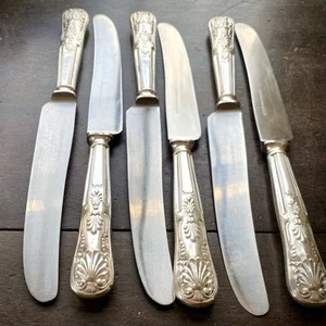 Silber Teller Dessertmesser x6 ELKINGTON Besteck König Muster Sheffield - Bild 1 von 7