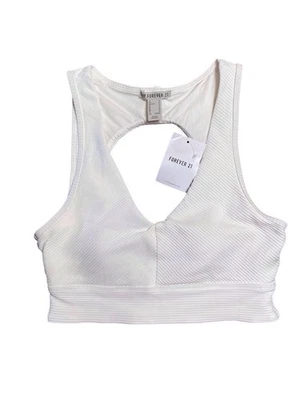 Forever 21 Sujetador Deportivo Blanco Texturizado Mujer Talla Mediana Nuevo Con Etiquetas Foto 1 de 4