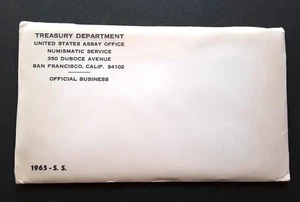 1965 Special Mint Set Sealed Unopened Envelope with Silver Kennedy Coin - Picture 1 of 1