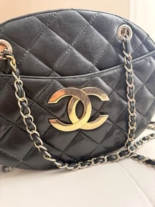 Rare Chanel Coco Mark  Lambskin Shoulder Bag Leather Vintage - Picture 1 of 8