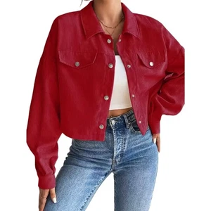 NUEVO EN CAJA PERFECTO PARA EL OTOÑO Chaqueta de Pana Roja Profunda Ligera Súper Linda Talla Pequeña - Imagen 1 de 2