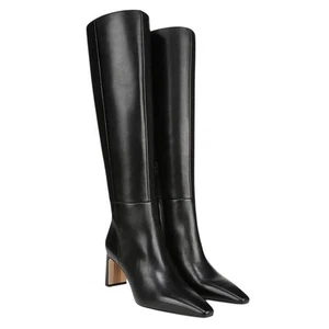 Sam Edelman Womens Sylvia Knee High Boots US 8.5M Black Leather Pointed Toe NIB - Picture 1 of 12
